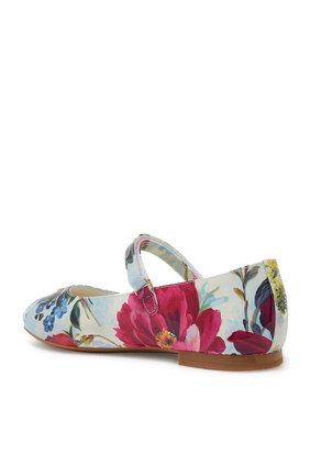 Floral Mary Jane Ballerina Pumps